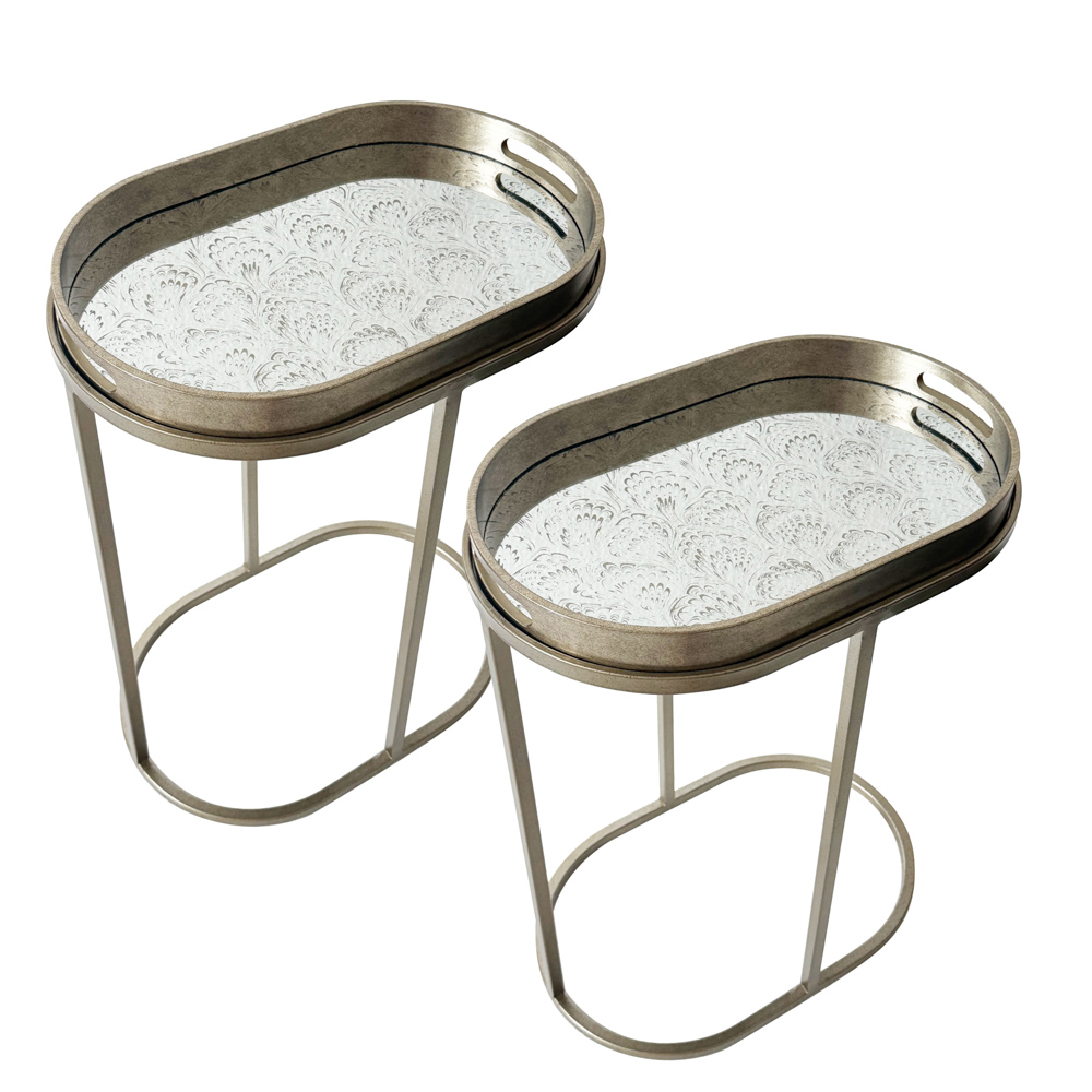 S/2 lyra sofa table champagne