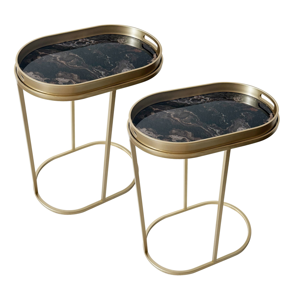 S/2 nyra sofa table gold