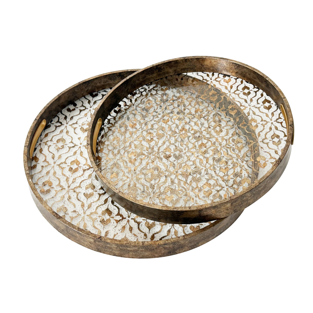 S/2 adriana round trays gold