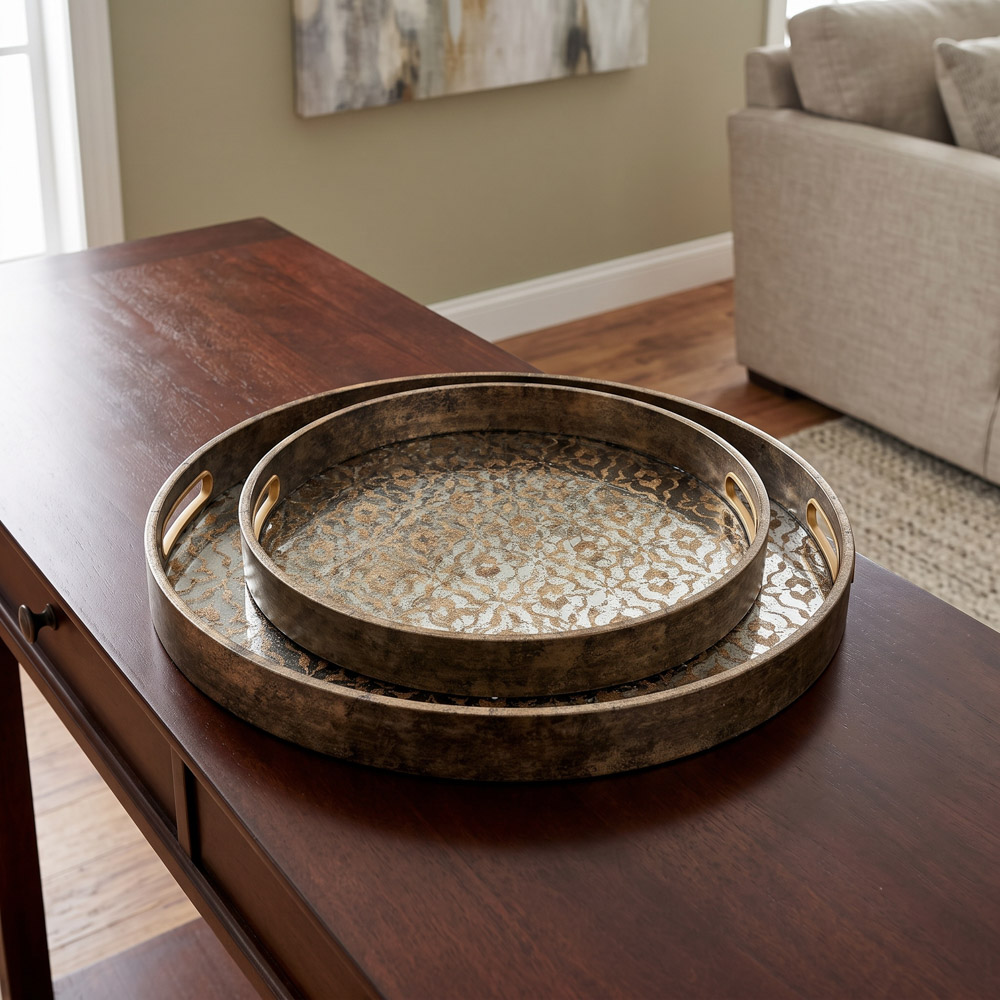 S/2 adriana round trays gold