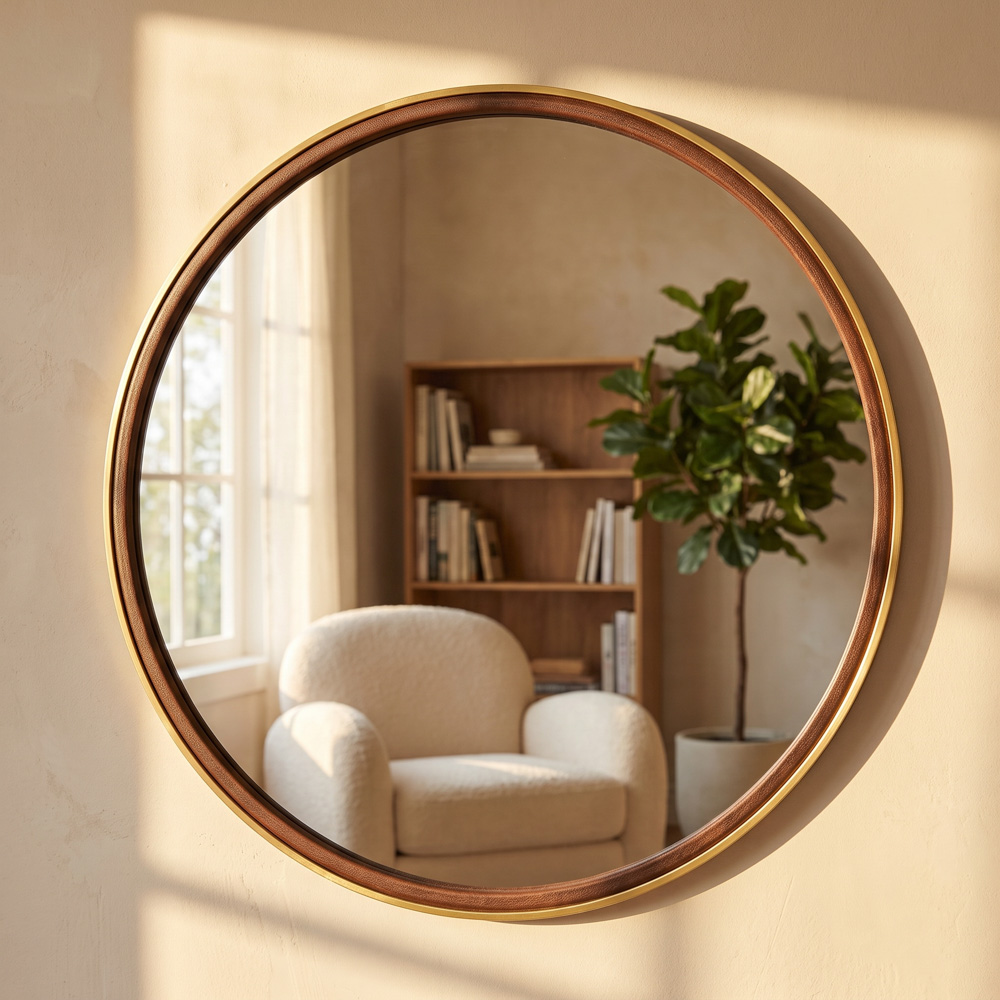 Venice round mirror gold/dark 90cm