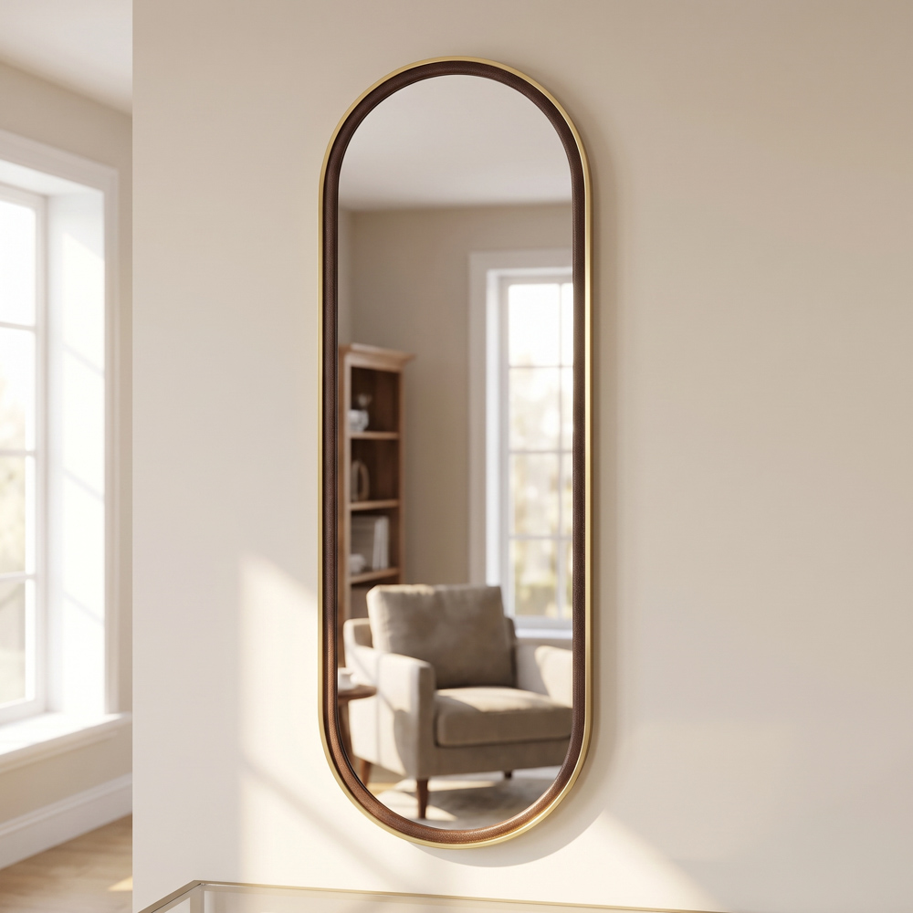 Venice pill mirror gold/dark 120cm