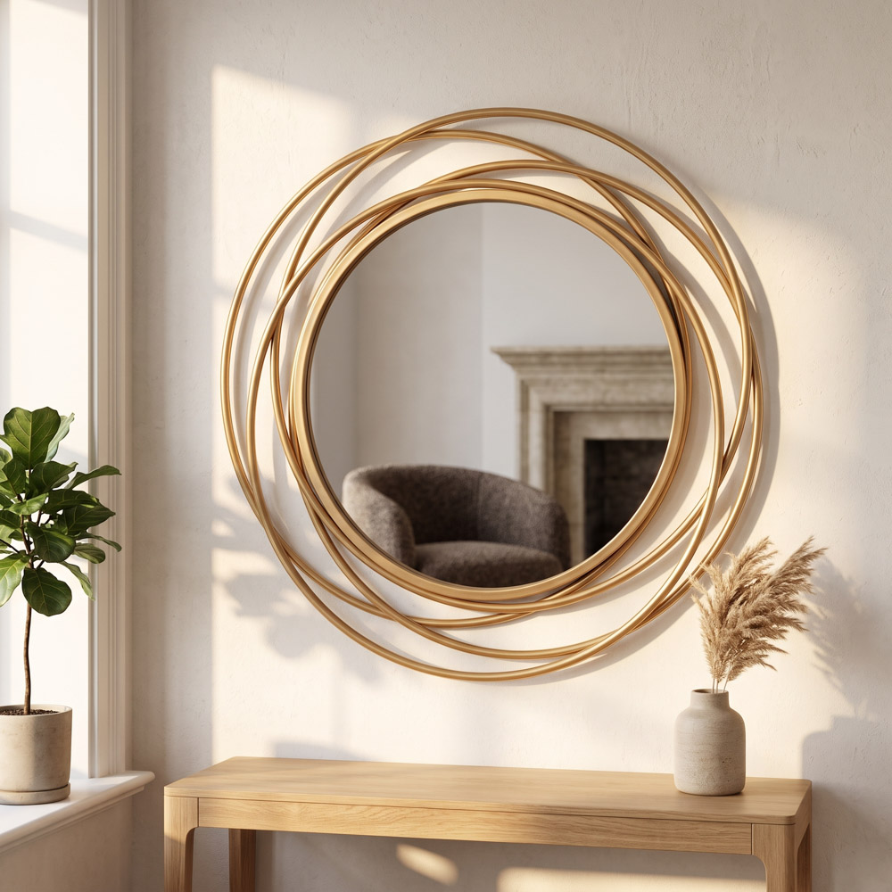 Nicole swirl round mirror gold 60cm