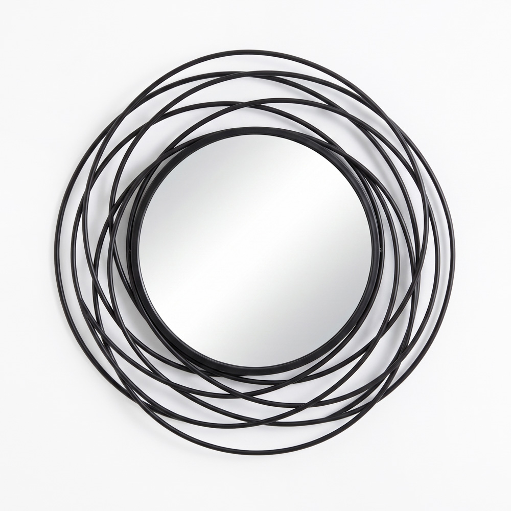 Nicole swirl round mirror black 60cm