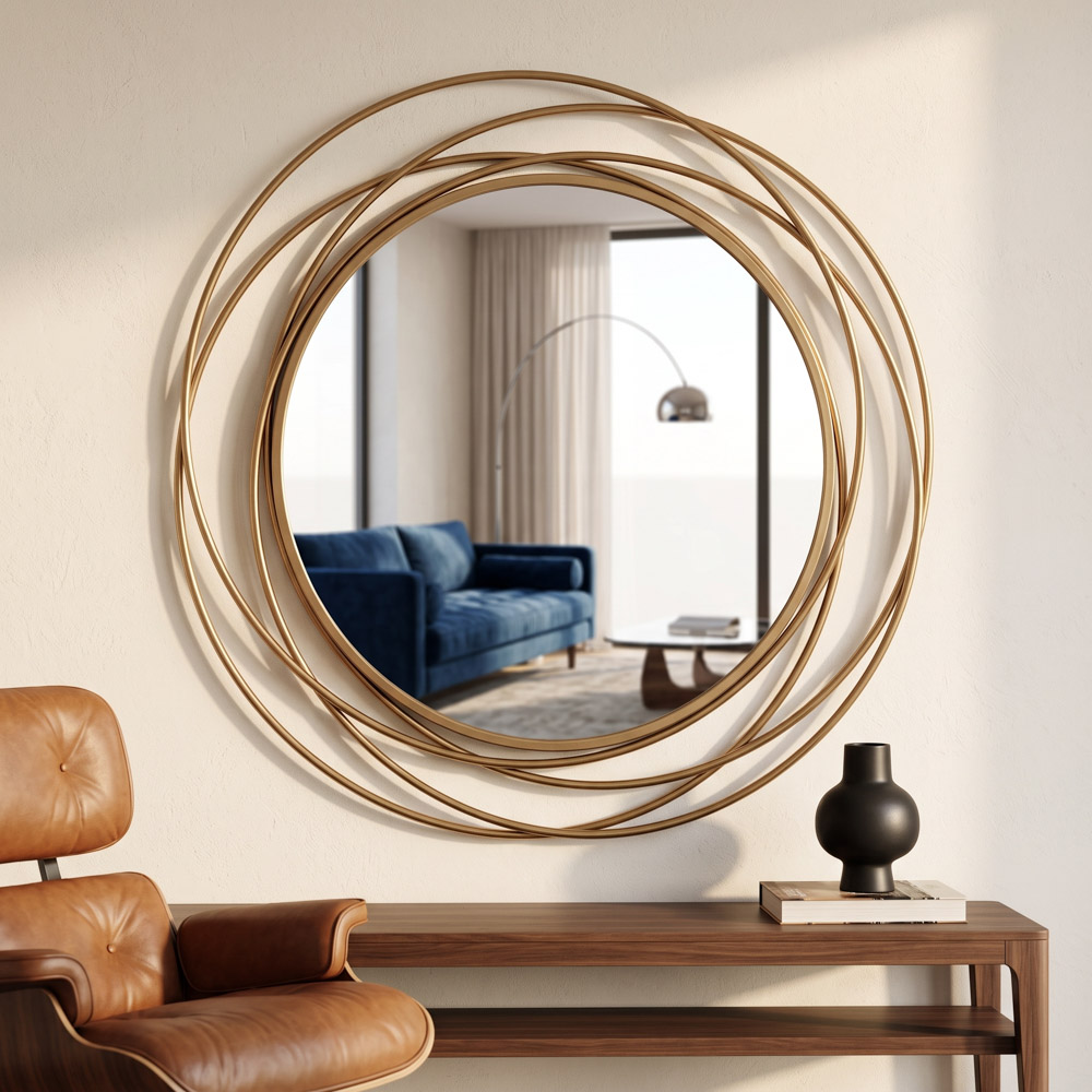 Nicole swirl round mirror gold 90cm