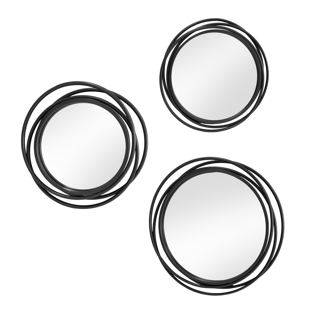 S/3 nicole swirl round mirrors black 